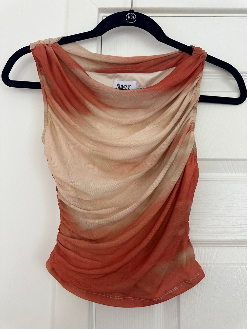 Princess Polly Draped Tank Top — Coral & Cream Ombre
